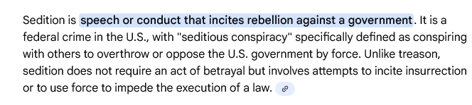 <a href="/Cjpearson/">CJ Pearson</a> <a href="/SenatorSlotkin/">Sen. Elissa Slotkin</a> <a href="/SenMarkKelly/">Senator Mark Kelly</a> Sedition is a Federal Crime. <a href="/TheJusticeDept/">U.S. Department of Justice</a> <a href="/EdMartinDOJ/">Ed Martin</a>