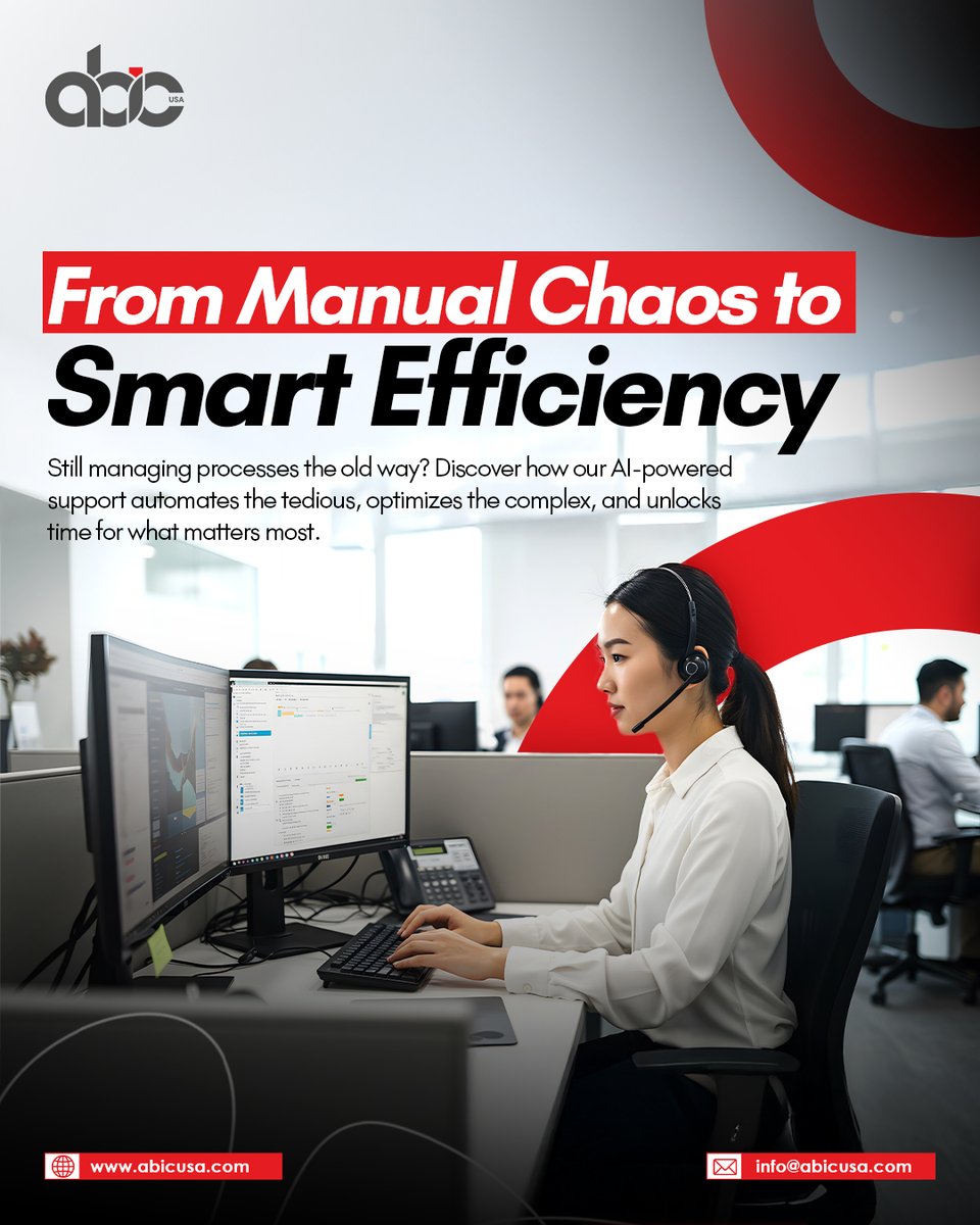 abicusallc's tweet image. Stop doing more with less. At ABIC, we help you do smarter with more.

#EfficiencyMatters #AIWorkflows #SmartBPO #TimeBack #DigitalOperations