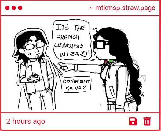 HAHAHA THE WAY I YELLED
Oui oui c'est bien moi, le sorcier du français 🙏🙏🙏🙏 i'm HONORED HUEH c'est un honneur 🧙‍♂️🧙‍♂️🧙‍♂️
(also what is in my hand... is it cheese...)