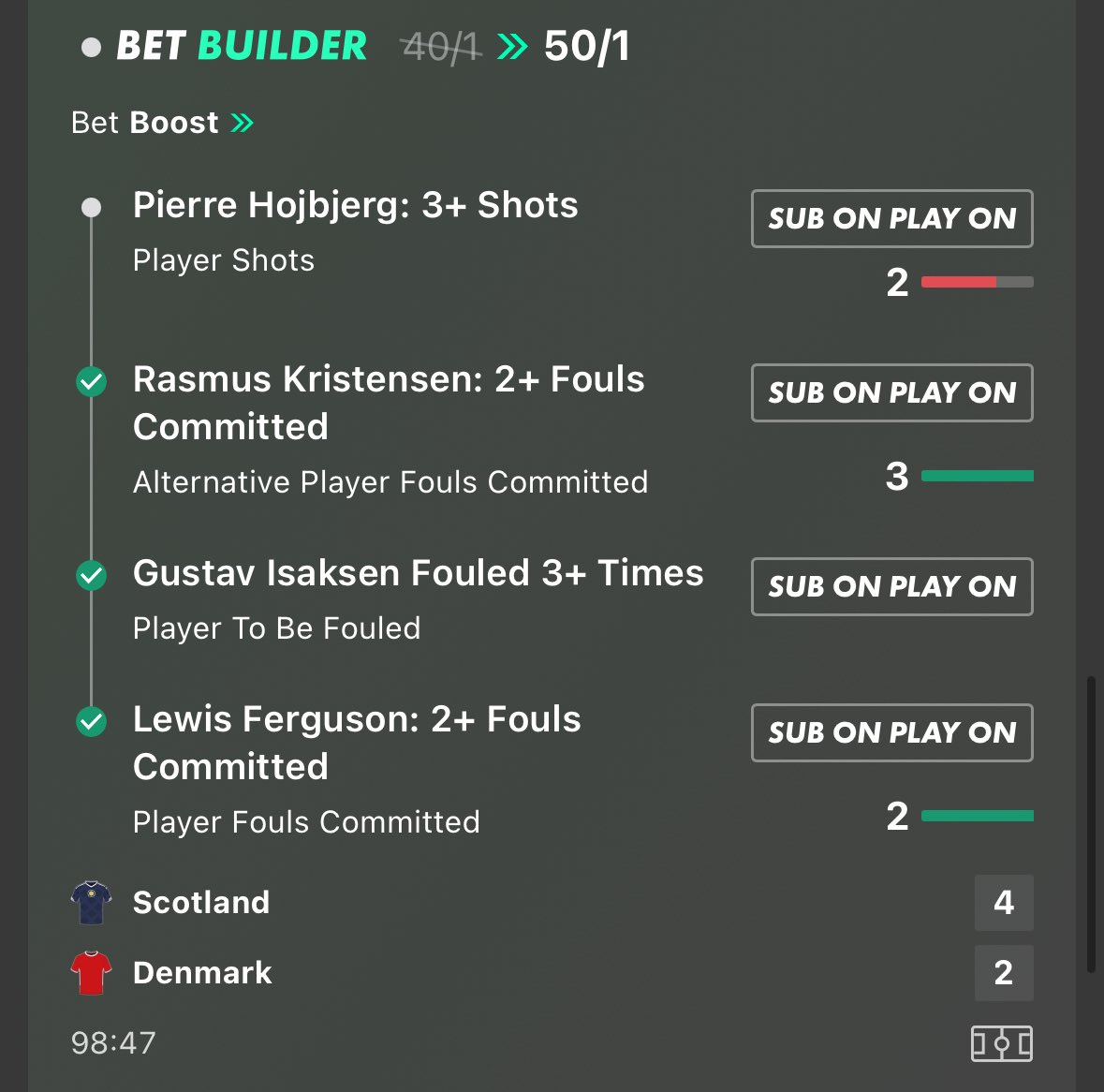bettingvillage's tweet image. Can't believe that 🤣

Literally couldn't have been closer to landing a 50/1 boost.

ONE Hojbjerg shot.

18+ gambleaware
