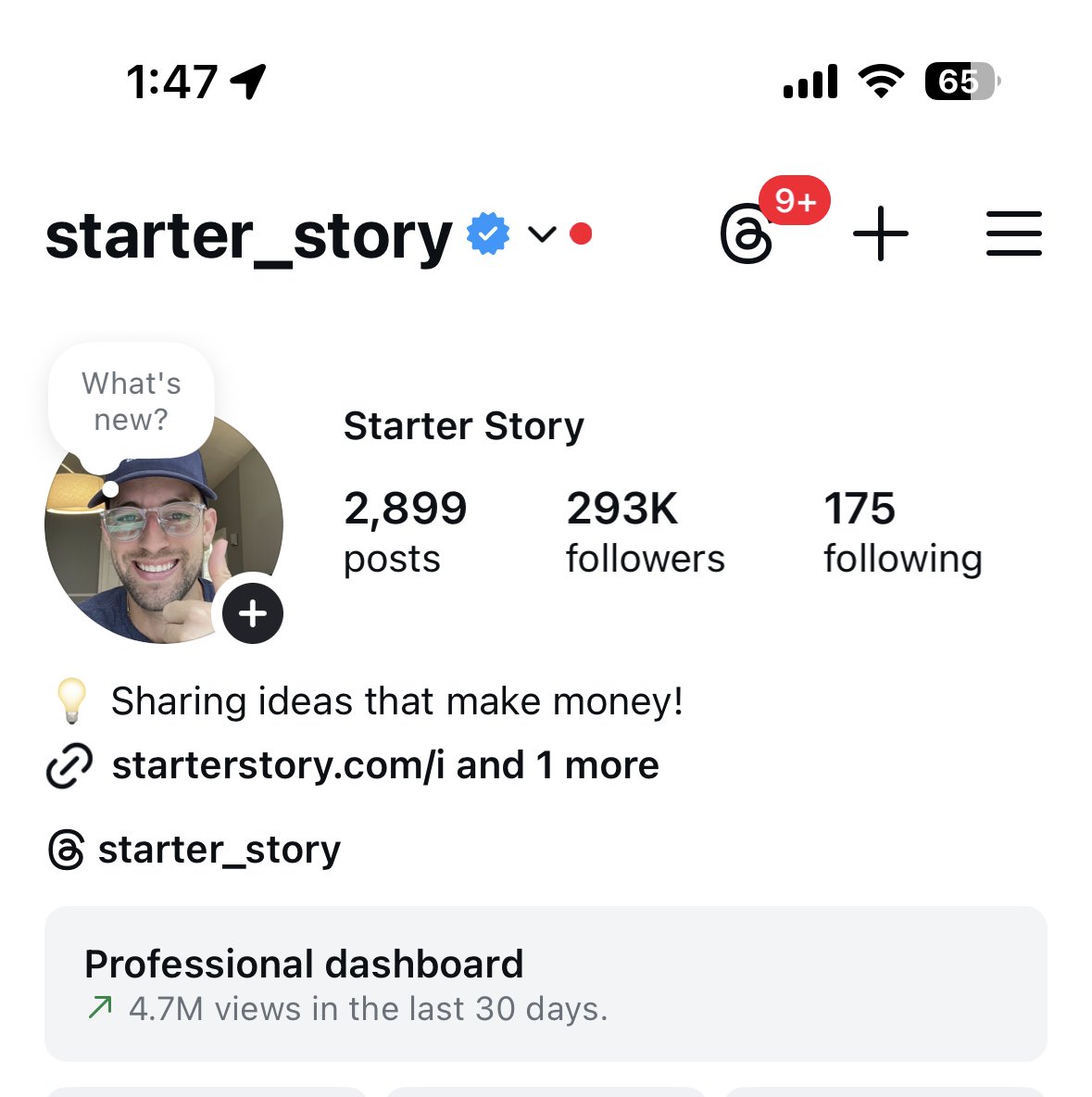 过去 30 天在 Instagram 上获得了 470 万次浏览。

过去几个月我一直在尝试新的渠道，也稍微摸索出了 Instagram 的门道。

我觉得我们的 YouTube 视频里有很多优质内容，我想找到方法“重新利用”它们，以吸引更