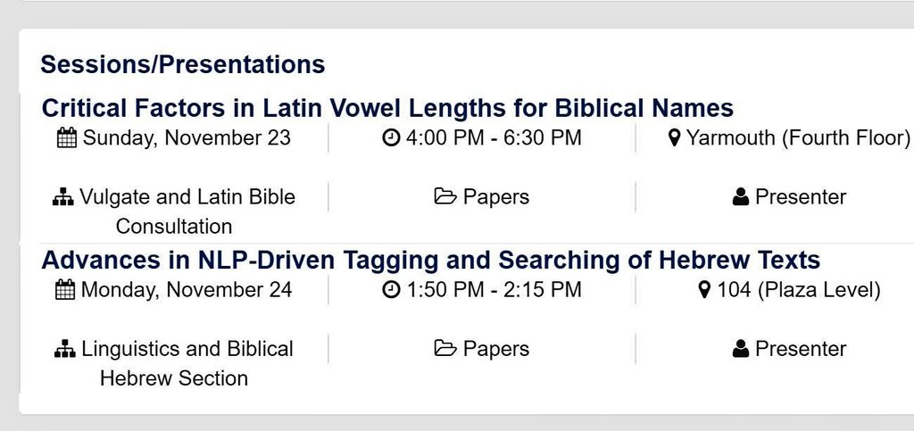 To those of you in Boston, come along on Sunday and Monday afternoons to hear more about our unique Latin Vulgate reader and a forthcoming Hebrew Scrolls project!