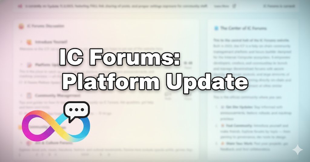 icpforums's tweet image. A new update has dropped for #ICForums that allows all posts and categories to be shared with direct links.

Full post:
meazi-4iaaa-aaaab-acvrq-cai.icp0.io/f/icforumsoffi… #builtWithCaffeine $ICP #dfinity