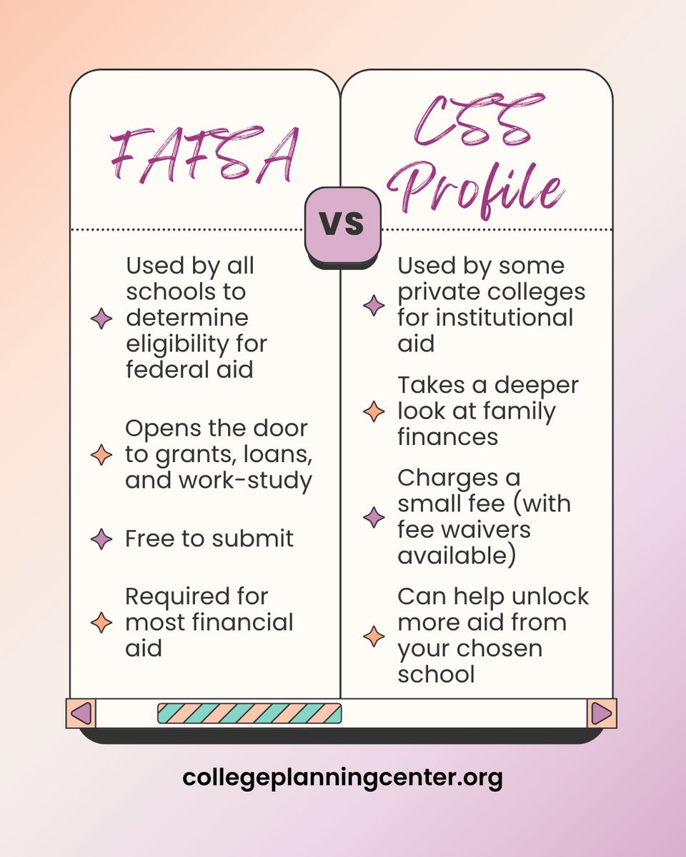 CPCRI's tweet image. FAFSA or CSS Profile? Knowing the difference can make a big impact on your financial aid!

✅ Reminder: Double-check the financial aid requirements for every school on your list — some may need both! Need help figuring it all out? The CPC can walk you through each step, for free.