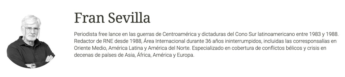 Fran Sevilla (<a href="/FranSevillaRne/">Fran Sevilla</a>): un reportero de larga trayectoria cubriendo conflictos:  

rtve.es/autor/fran-sev…

 ¡Bravo, Fran!  

#NiundíasinReporterismo #GPIO25.