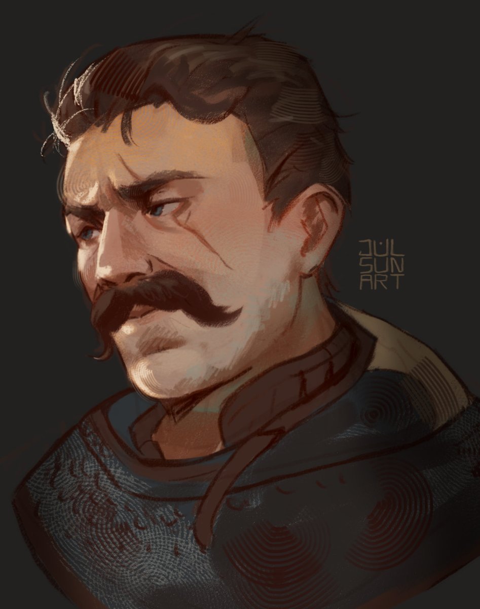 julsunart's tweet image. Thank you so much for 50 followers!! Have this Žižka portrait I drew on the bus 
#kcd2 #janzizka