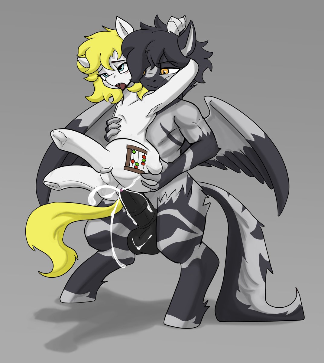 a commission featuring toni poni meeting a curious zebra who belongs to <a href="/ArtzNsilver/">A Bird ||🔞</a>