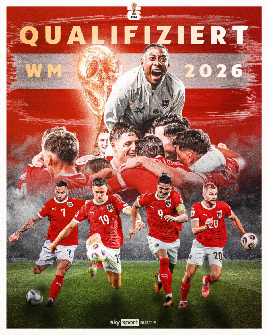 AutricheFootFR's tweet photo. L’AUTRICHE EST QUALIFIÉ POUR LA COUPE DU MONDE 🇦🇹🌎

Au terme d’un match irrespirable dans un groupe où la Bosnie n’auront rien lâché, ils l’ont fait 🥹

28 après leur dernière participation ON Y VA 🇨🇦🇲🇽🇺🇸

📸 @SkySportAustria https://t.co/wd5iIr4r1L