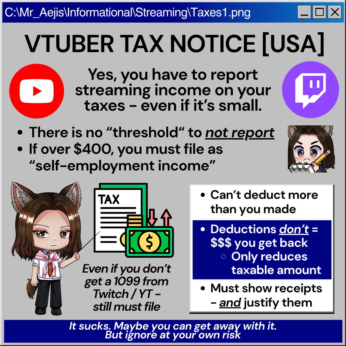 Yes, class - you do need to file your taxes.

Even if your streaming income is small. Even if you just do it as a hobby.

There is no threshold. Is that unfair? Does it suck? Do people get away with ignoring this? Is it a risk?

Yes.

The good news: if you make less than 67k/yr