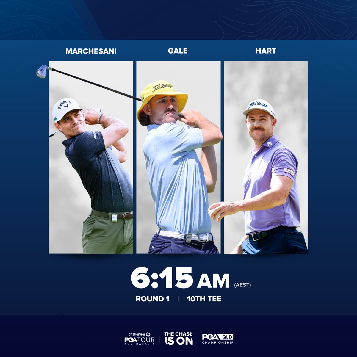 PGAofAustralia's tweet image. Round 1 feature groups ⏰

#QldPGA | #thisisbrisbane