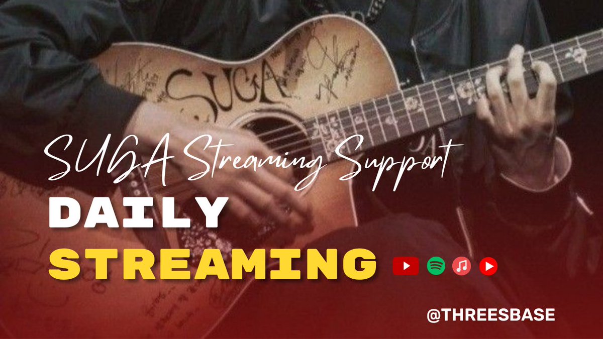 ThreeSbase's tweet image. #3S_Streaming | 191125

Semangat beraktivitas hari ini 

Spotify 🔗 open.spotify.com/playlist/2u3zD…
Apple Music 🔗 music.apple.com/id/playlist/da…
YouTube 🔗 youtube.com/playlist?list=… 
YouTube Music 🔗 music.youtube.com/playlist?list=…

#SUGA #AgustD #슈가 @BTS_twt