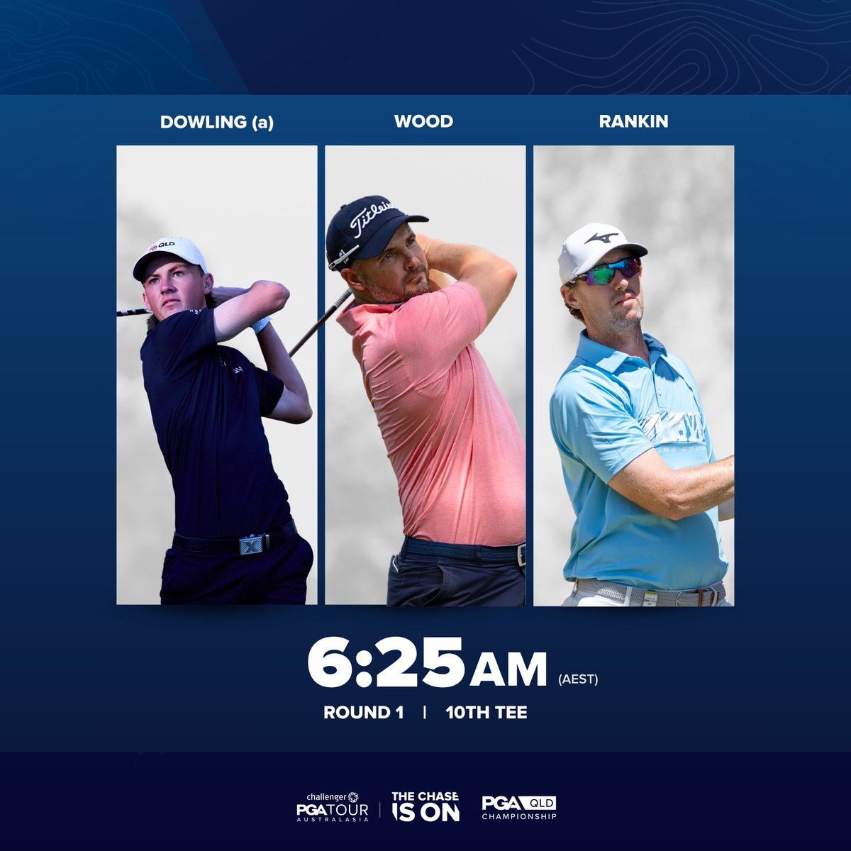 PGAofAustralia's tweet image. Round 1 feature groups ⏰

#QldPGA | #thisisbrisbane
