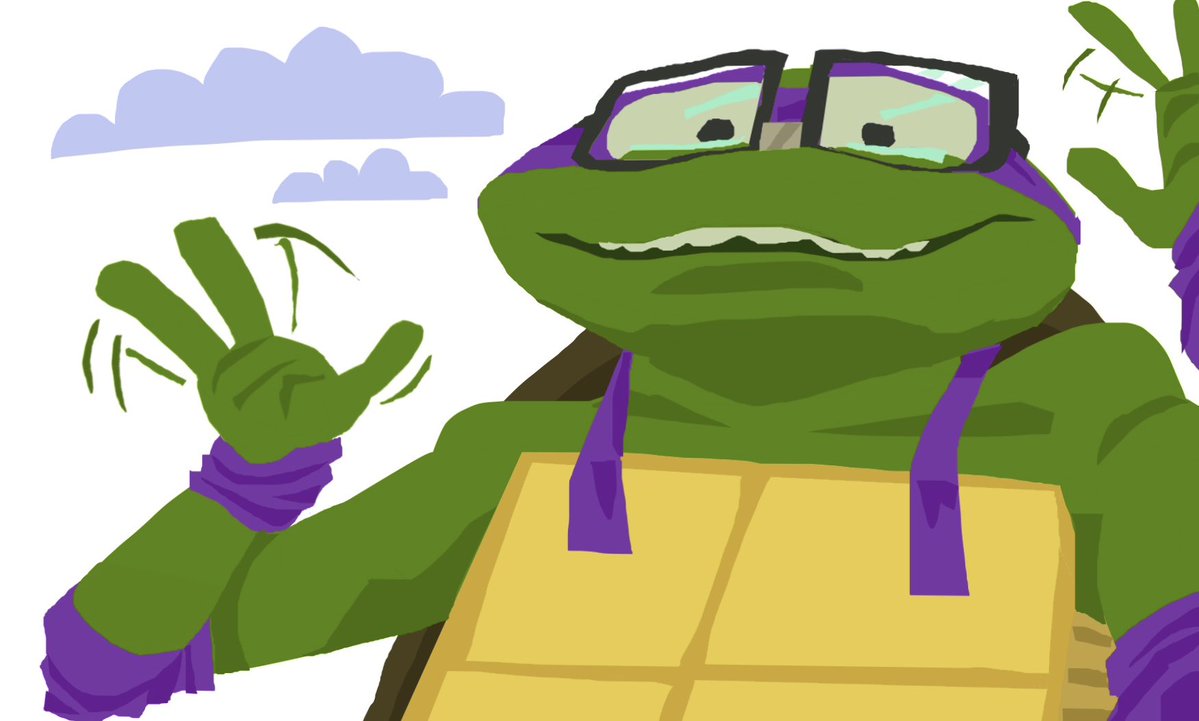 I drew Raph first so he’s way goofier looking