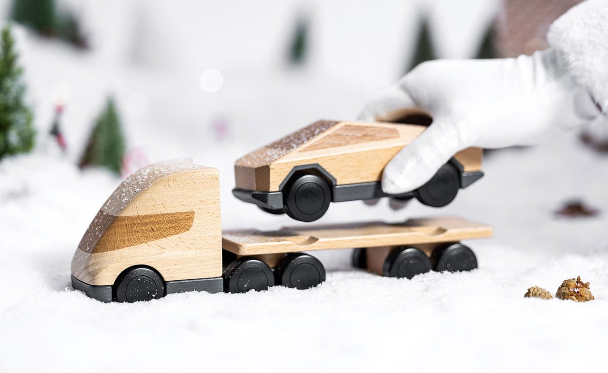 SawyerMerritt's tweet image. Tesla has released a Tesla Semi + Cybertruck Wooden Playset for $60 USD.

&quot;Features collectable and playable wooden Cybertruck and Semi models. Perfectly sized so that Semi can carry Cybertruck anywhere.&quot;

Shop: shop.tesla.com/product/tesla-…