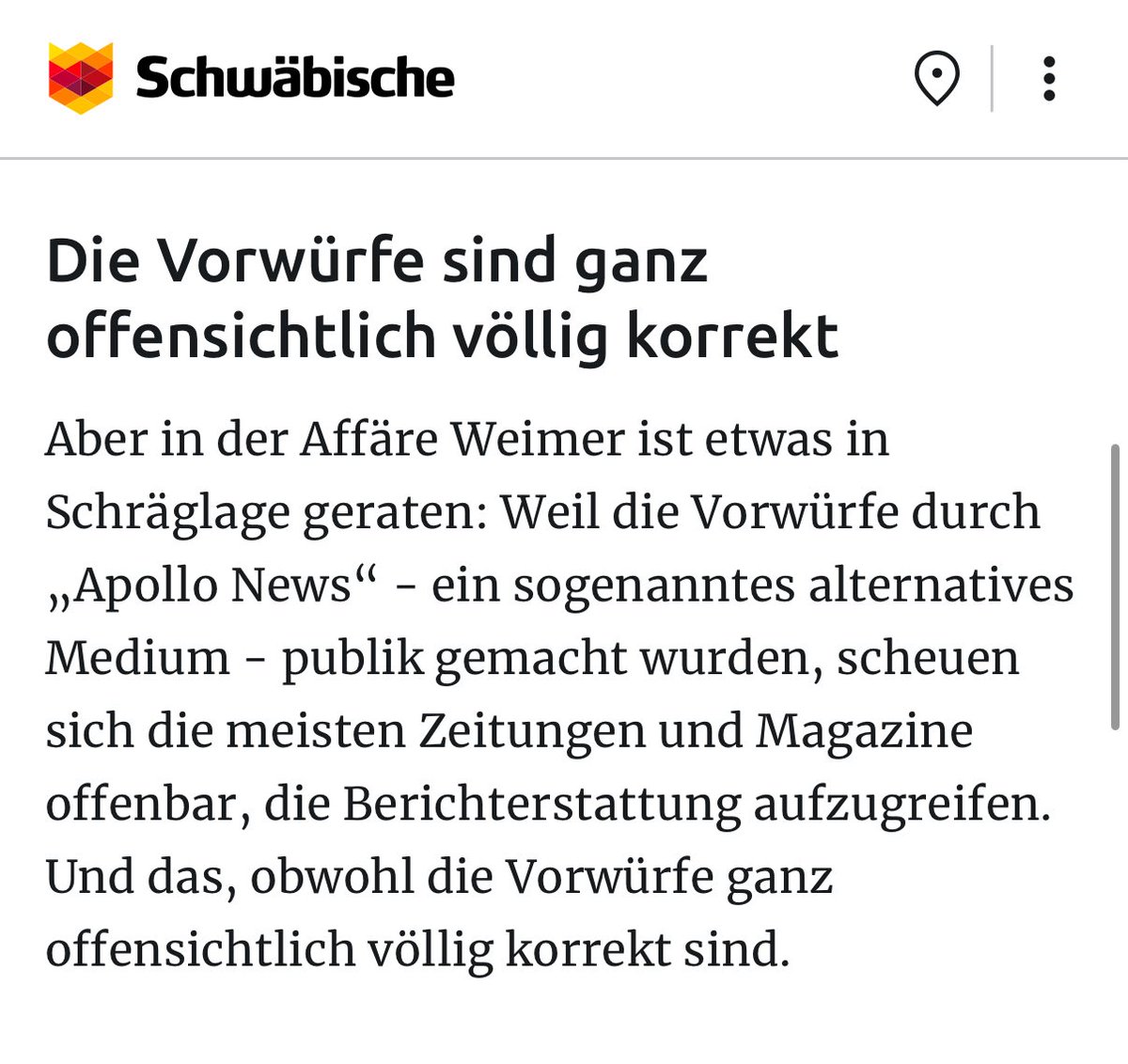 👀 „Ein Minister der Merz-Regierung steht unter Korruptionsverdacht. Die Fakten sind eindeutig - warum regt sich kaum wer auf?“ Fragt &amp; kommentiert <a href="/jdsutthoff/">Jan David Sutthoff</a> zur Causa #Weimer in <a href="/Schwaebische/">Schwäbische Zeitung</a> :

schwaebische.de/politik/die-fa…