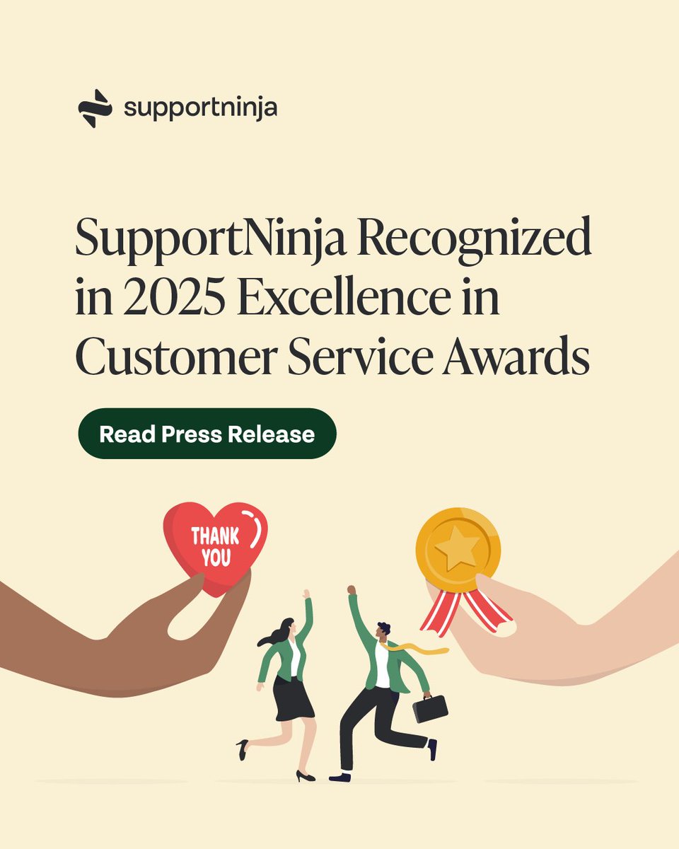 supportninja's tweet image. SupportNinja was named Outsource Partner of the Year in the 2025 Excellence in Customer Service Awards! 🏆

Grateful to be recognized for delivering results that matter.

🔗 hubs.li/Q03TSmSQ0