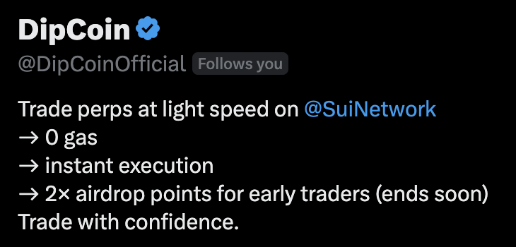 DipCoinOfficial's tweet image. 👀👀👀

RT + follow for $50 USDC perps credit draw (5 winners).
Tag a degen. 👇
