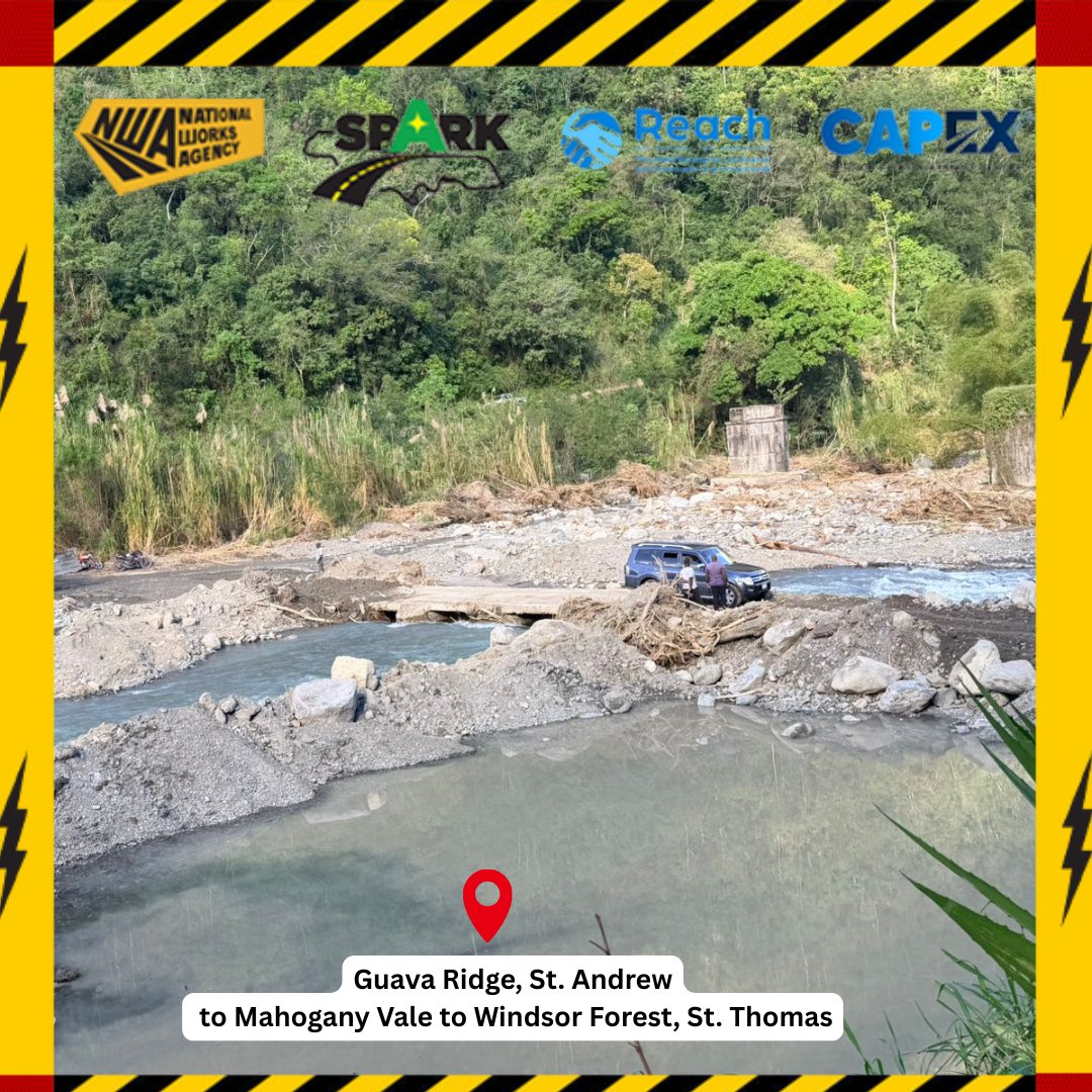 #NWAUpdate 

The roadway from Guava Ridge in St. Andrew to Mahogany Vale to Windsor Forest in St. Thomas that was previously inaccessible as a result of Hurricane Melissa, is now open to single lane traffic 🛣

#nwajamaica 
#hurricanemelissarecovery