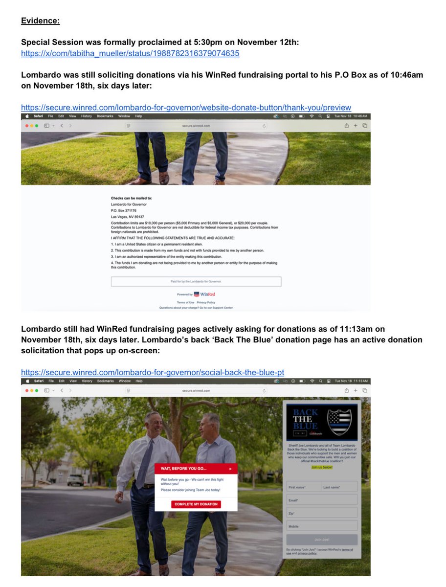 nvdems's tweet image. Unfortunately, @JoeLombardoNV has continued to solicit donations to his P.O. Box in the middle of a black out period in order to willfully advance his political ambitions.

As Nevada’s chief executive, Lombardo must be held accountable for refusing to adhere to basic election…