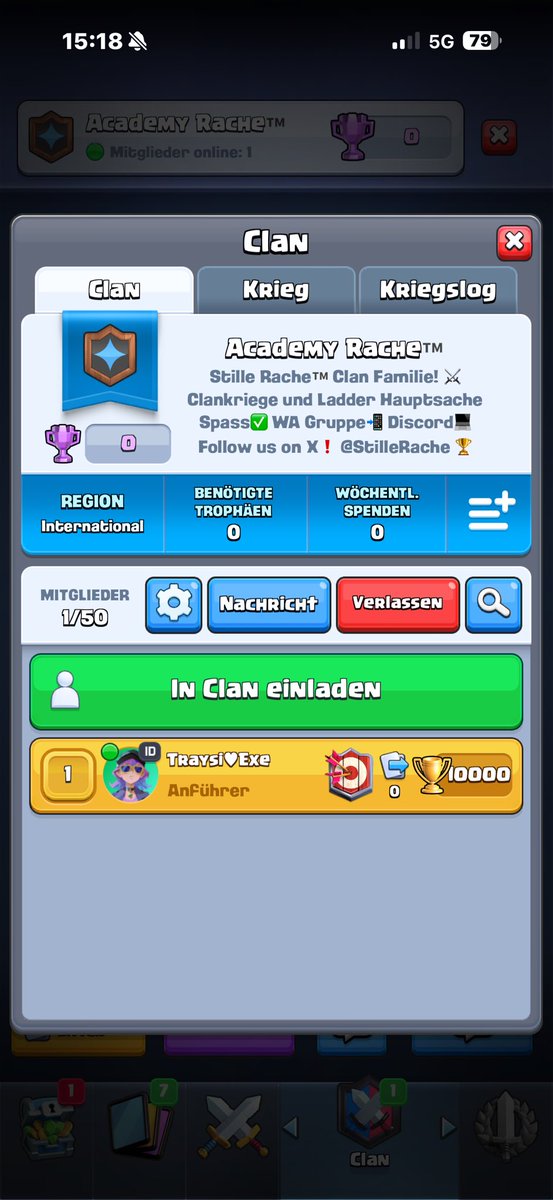 Academy Rache™️ Unser neuer Community Clan hier is jeder Willkommen jede Trophäen Anzahl jede Liga❗️Wir wollen ein Familiäres Clanklima mit viel Spass und Fortschritten meldet euch gerne mit einer Privatnachricht 🏆