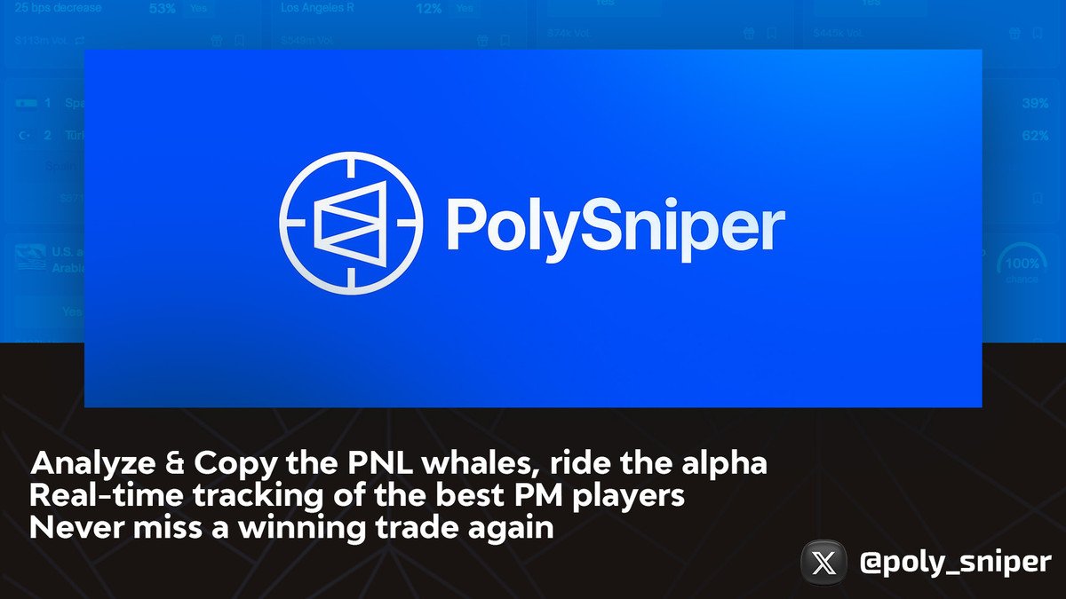 poly_sniper's tweet image. PolySniper successfully launched

Analyze &amp;amp; Copy the PNL whales, ride the alpha
Real-time tracking of the best PM players
Never miss a winning trade again

Details below :