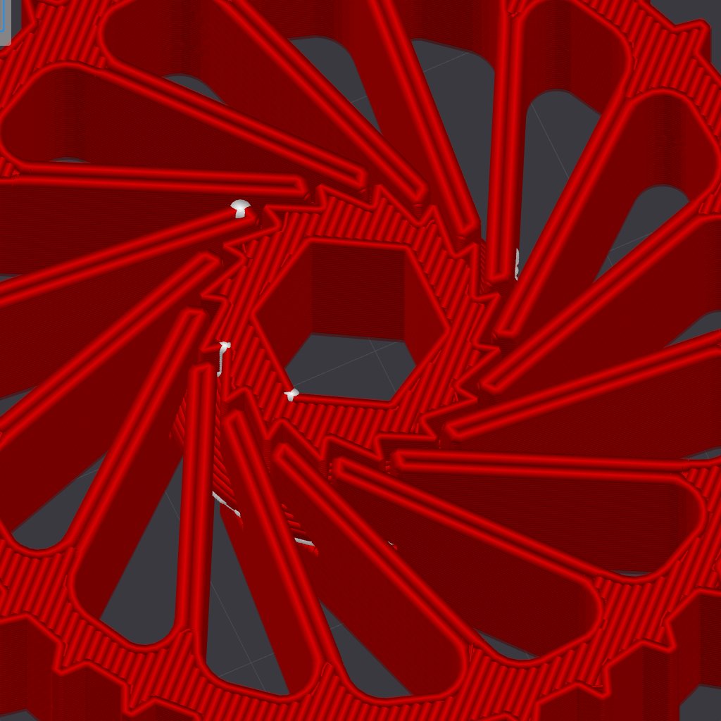 alpaca7's tweet image. FDM方式3dプリンター向け設計Tips
・完全な角(かど)は印刷できない
データ上は角を作ることは可能だけど、スライスするとノズル径の影響(画像の例では0.4mm)で角の部分はノズル径程度の曲率に丸められてしまう。
画像ではラチェットを設計したけど角の丸めの影響のためラチェットとして機能しない。
続