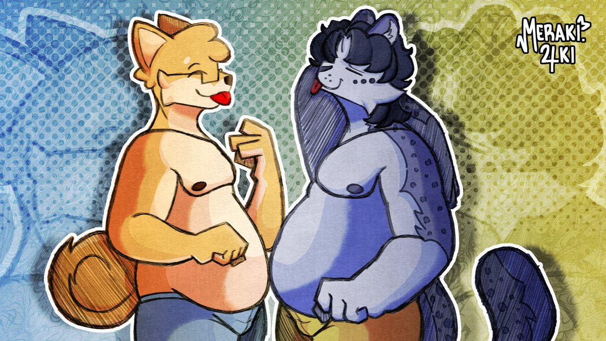 Meraki4KI's tweet image. Shiba and Snep! Rubbing their bellies against one another being a couple of tubby besties :3c

Art Trade with @F0X_Private! 
- #furryart #furryocs -