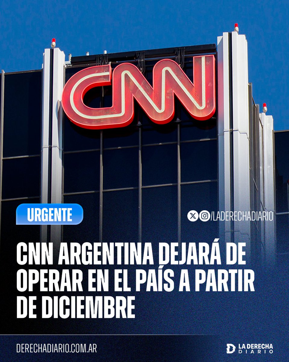 laderechadiario's tweet image. 🚨🇦🇷🇺🇸 | #URGENTE CORRIERON EN CULO: El medio progresista estadounidense CNN dejará de operar en Argentina a partir de diciembre, tras perder la rentabilidad por el fin de la pauta oficial.
