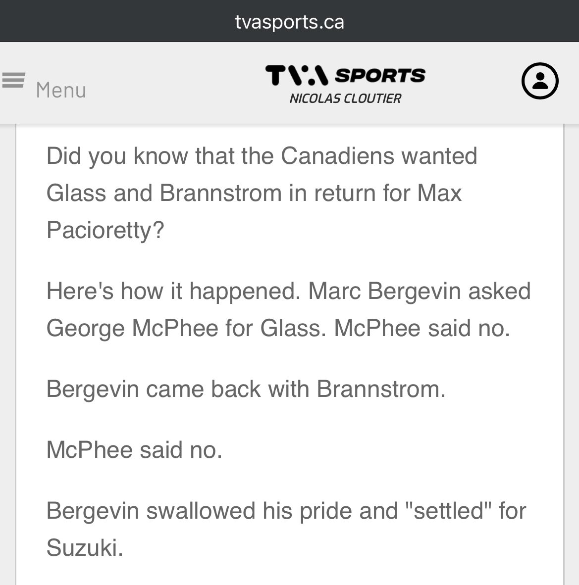HabsOnReddit's tweet image. According to Nicolas Cloutier of TVA Sports, when the Habs acquired Nick Suzuki from Vegas in 2018, he was their 3rd choice.

👇👇👇