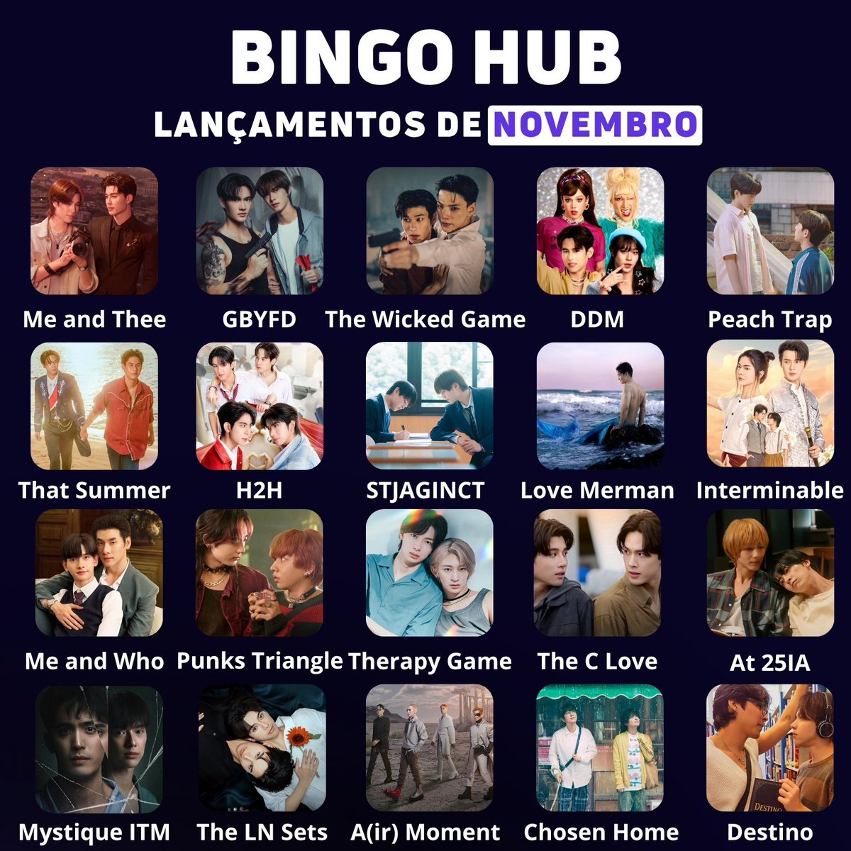 hubboyslove's tweet image. 🚨 BINGO DE NOVEMBRO! Marque apenas os BLs que você está ACOMPANHANDO!