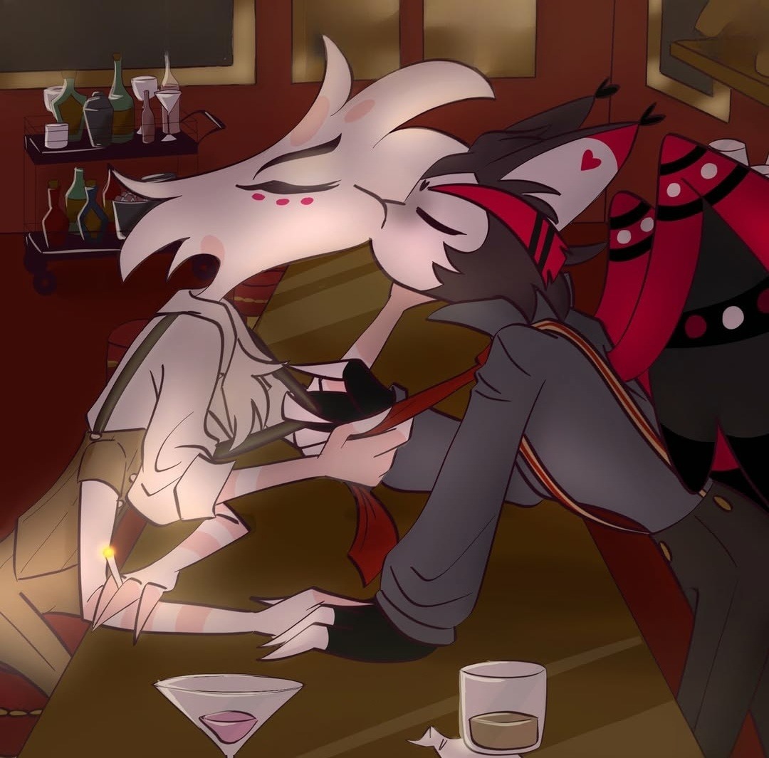 BaarbiiFresco's tweet photo. A private moment at the bar 💝
•
•
#HelluvaBoss 
#HazbinHotel 
#HelluvaBossFanart 
#HazbinHotelFanart 
#itsnotmyart 
#huskerdust 
#angeldust https://t.co/2hNOCK6J82
