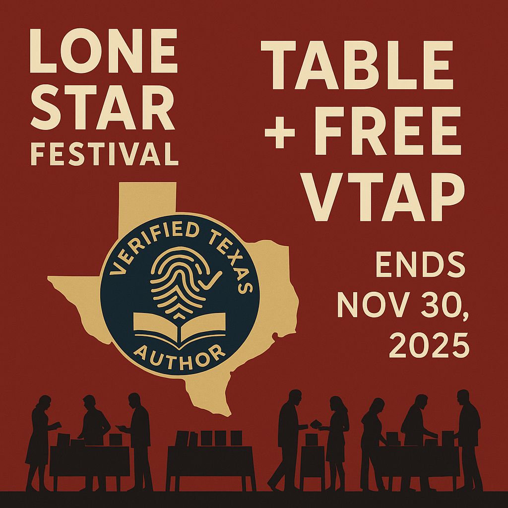 Librarians &amp; bookstores notice two things: where you show up and how you’re verified.
Get both: LSF table + FREE VTAP (limited promo).
Deadline: Nov 30, 2025 → buff.ly/9b1g65z
#VTAP #LoneStarFestival LSF26.com