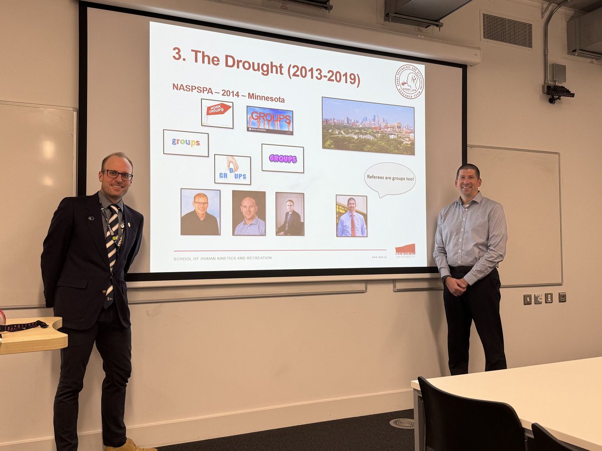 ProfHancockMUN's tweet image. My job comes with some great perks, which include being able to make a quick trip to Belfast (@UlsterUni) to visit @KyleParadis and present some of my research. Kyle was an amazing host, showing me the city, taking me to a hockey game, and even getting us a round of golf!