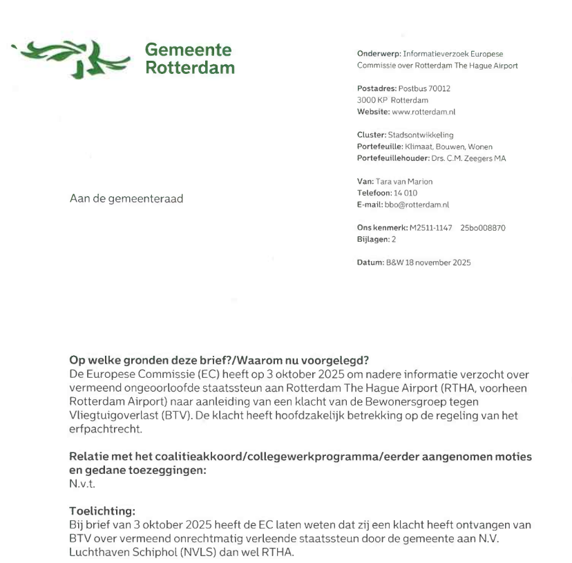 De gemeenteraad van 010 wordt geïnformeerd over de (mogelijk) ongeoorloofde staatssteun aan het vliegveld. #popcorn