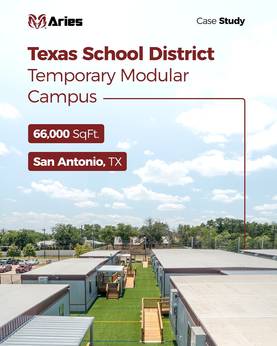 AriesBuildings's tweet image. A Texas school district needed fast space during a major rebuild. We delivered a sixty six thousand square foot temporary campus in only sixty days. Safe, functional, and built for learning.

 ariesbuildings.com

#ModularConstruction #Education #AriesBuildingSystems