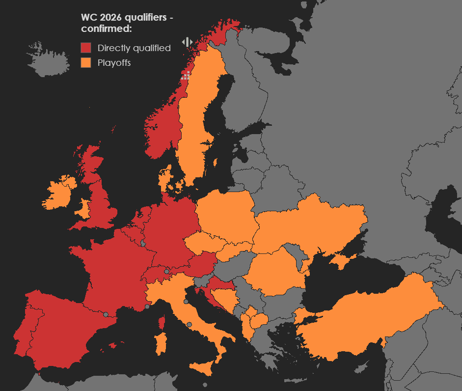 🌍 Your finalized map of European WC qualifiers!

(*not too far from Iron Curtain, Vol. 2)
