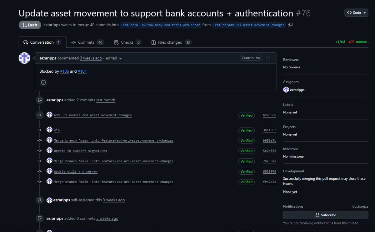 The Keeta $KTA asset movement anchor, which will support bank accounts &amp; authentication, is close to being merged on GitHub