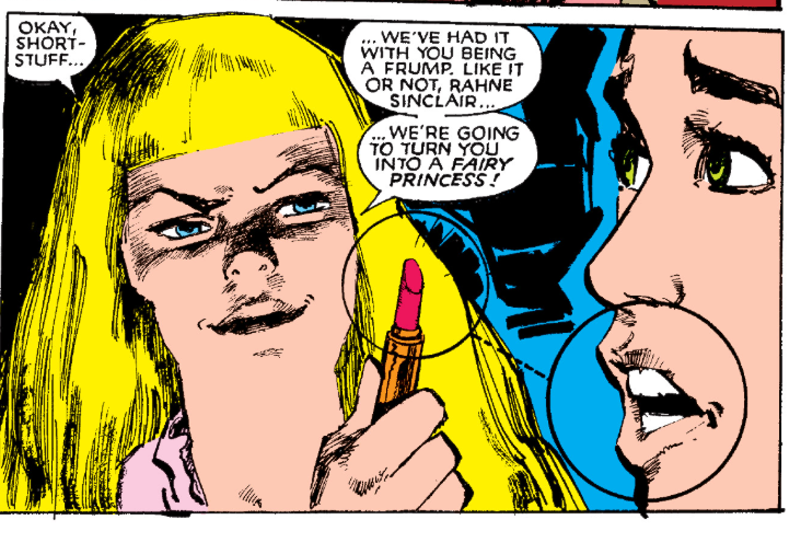 CertiNobody's tweet photo. Illyana has always been fond of girly, feminine things, and I hate the immediate jump to the conclusion that she wouldn’t.

If anything, I’m really happy that they aren’t afraid to make her something other than the badass sword girl. https://t.co/x85bdVsyCb