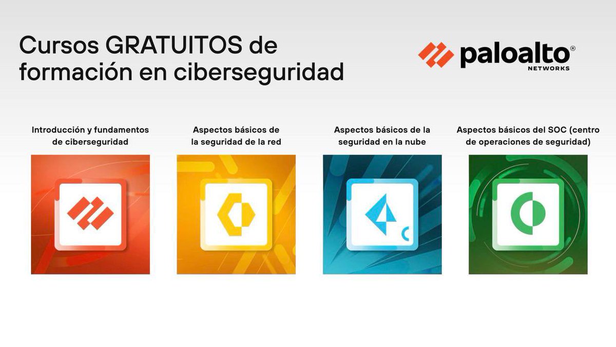 cursa247's tweet image. CUATRO CURSOS GRATUITOS DE CIBERSEGURIDAD 

- introducción y fundamentos
- ataques defensa en la red
- seguridad en la nube 
- centro de operaciones 

GRATIS GRATIS GRATIS 

paloaltonetworks.es/cyberpedia/fre…