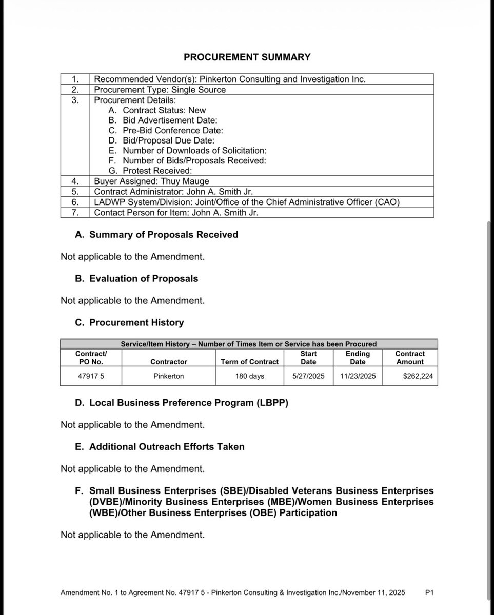 spencerpratt's tweet image. LADWP couldn’t pay the 140k tear on Santa Ynez reservoir or fix afford to pay to fill up the Palisades reservoir but….

On November 12, 2025, the LADWP amended its security agreement for Janisse Quiñones, bumping the cost of her private security up $190,000 to a grand total of…