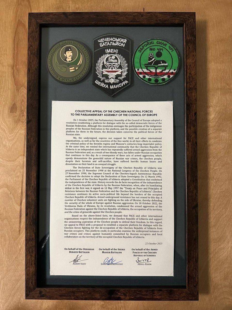 CaucasusLC's tweet image. 🇺🇦In the Verkhovna Rada, Ukrainian MPs met with representatives of three leading Chechen military units fighting alongside Ukraine:

• Abdul-Hakim (Armed Forces of ChRI)
• Said (Sheikh Mansur Battalion)
• Asad (Dzhokhar Dudayev Battalion)

Key topics:

— Legal guarantees &amp;amp;…