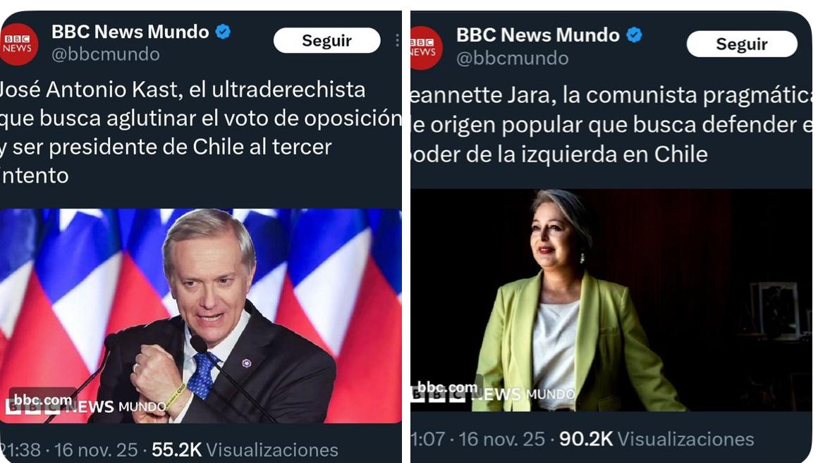 patricionavia's tweet image. ¿Dime cuál es tu color político @bbcmundo sin decirlo? Uno es el ultraderechista a secas, la otra es la comunista pragmática y de origen popular. Qué verguenza @bbcmundo
