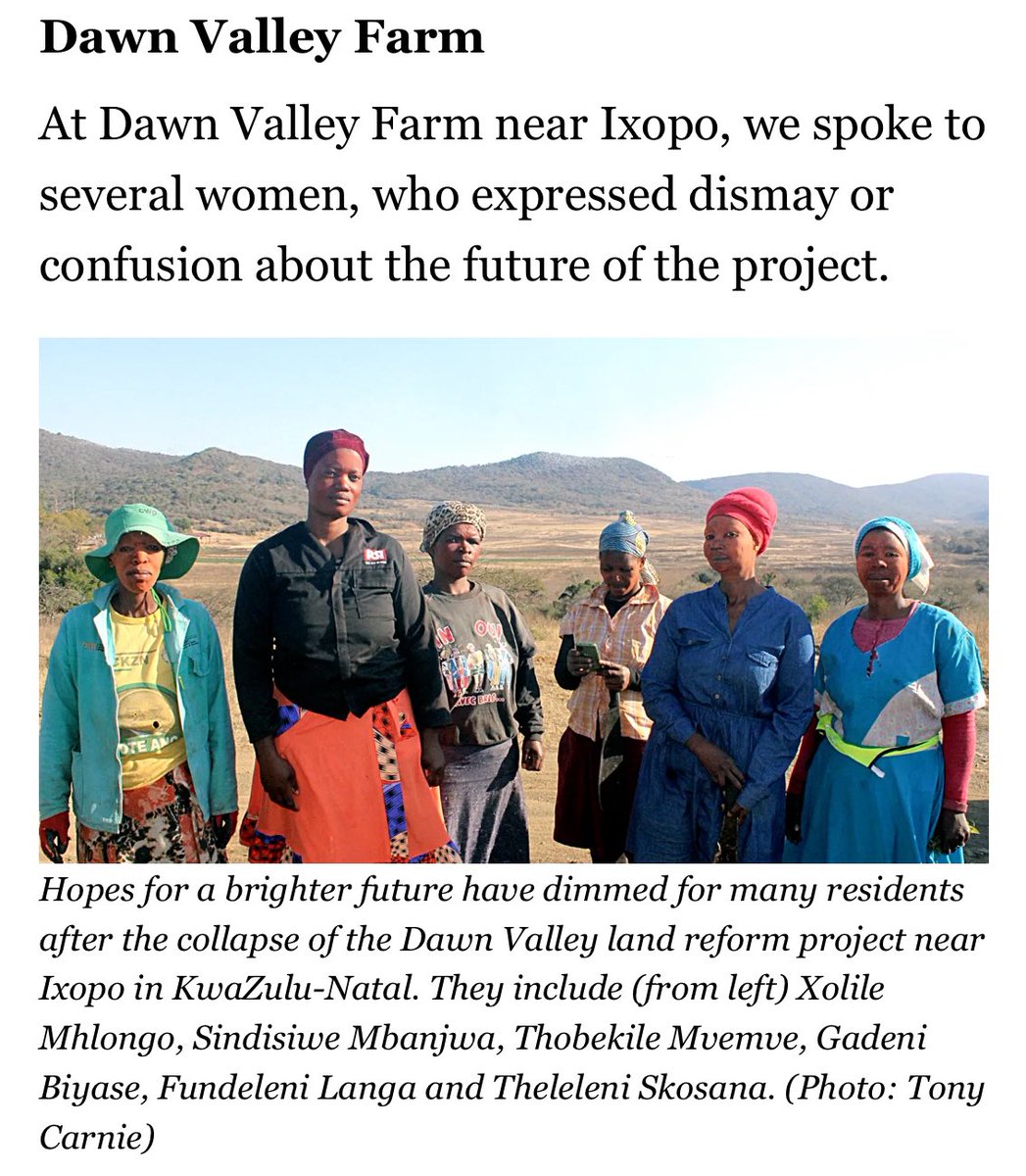 RiebvJanbeeck's tweet image. Dawn Valley Farm was expropriated.

Spanning 2,140 hectares near Ixopo in southern KwaZulu-Natal, it was acquired by the government in 2008 for R12.8 million as a vegetable farm and game ranch under the land restitution program, initially operating briefly with crops like…