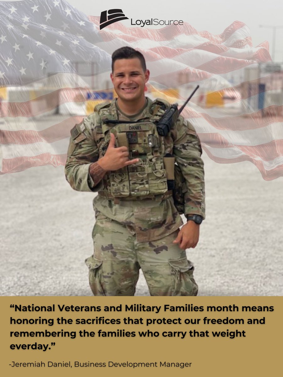 LoyalSourceGS's tweet image. November honors the incredible strength and sacrifice of veterans and military families. For Jeremiah Daniel, a proud veteran carrying a legacy of service through generations, this month is a time to reflect on resilience, unity, and gratitude🤝