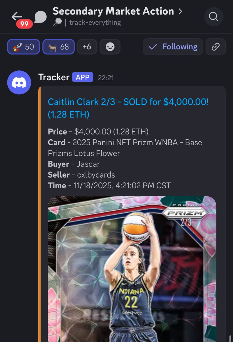 PaniniNFTs's tweet image. 💥🔥🚀🙏

Legendary collector Jascar with the CC 2/3 Lotus flower from 2nd year WNBA Prizm

#PaniniBlockchain #BlockByBlock