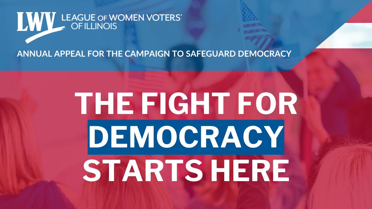 Illinois democracy depends on all of us. The League of Women Voters of Illinois is leading the fight for voting rights and truth — but our small staff and volunteers are stretched thin. Help us raise $100,000 so we can keep empowering voters statewide. lwvil.org/donate-campaig…
