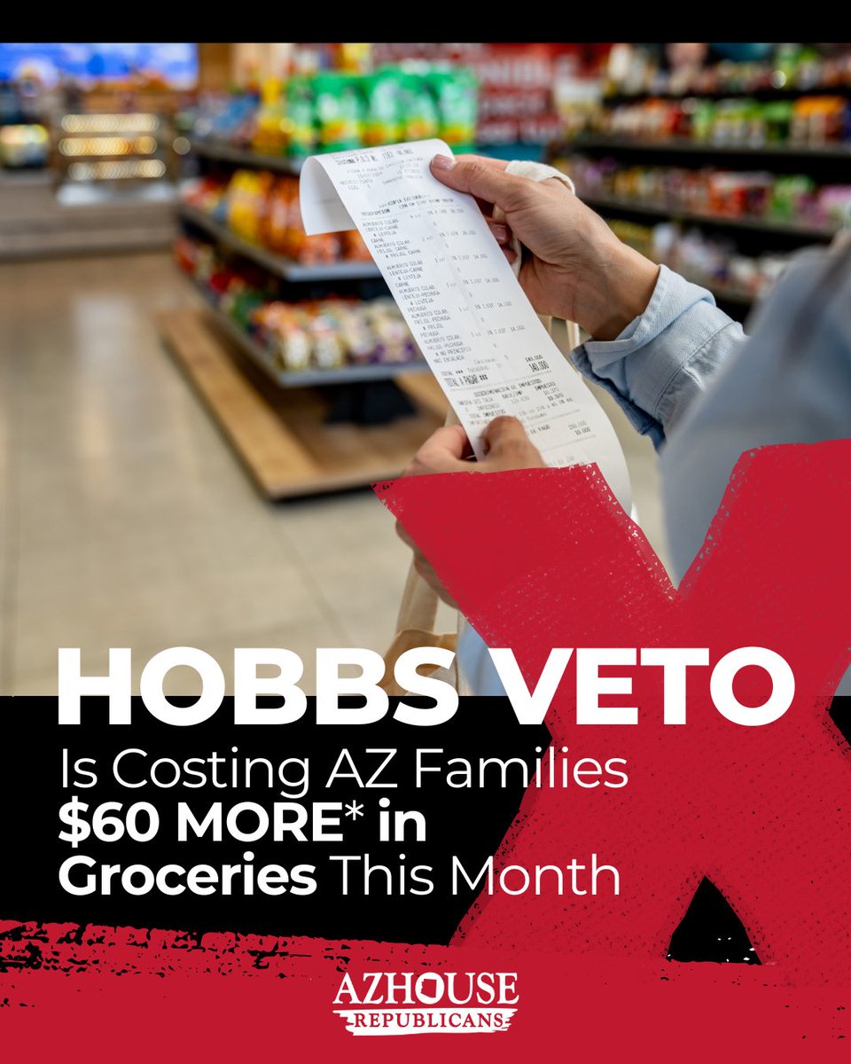Groceries in Arizona cost enough already. But in most cities, families still pay a local grocery tax, up to 4% more. 

❗❗Governor Hobbs’ veto keeps it that way.

Putting food on the table shouldn’t come with a tax. The USDA report on grocery spending shows a family of 4 will