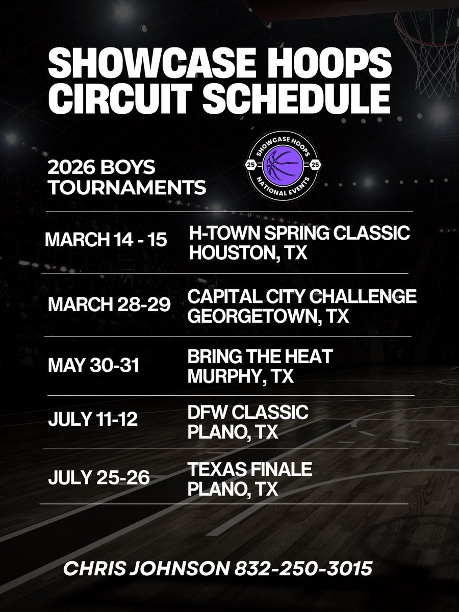 Mark your calendar for our boys spring/summer tournaments!!