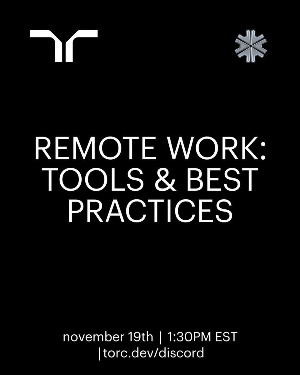 torcdotdev's tweet image. Working remote? Let&apos;s make it work better. 💻

Join @TasonJorres this Wednesday to discover the best tools, hardware, and communication strategies to stay productive and connected in a remote-first world.

📅 Nov 19 | 1:30PM EST
🎯 Free on torc.dev/discord

#TorcCommunity…