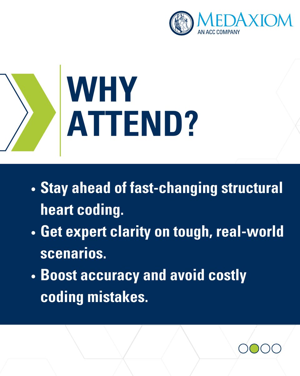 MedAxiom's tweet image. Level up your structural heart coding.

🗓 Nov 20 | 1–2 PM ET
✔ Real cases
✔ Expert guidance
✔ Clear rules for TAVR, TMVR, TTVR &amp;amp; LAAO

🔗 hubs.li/Q03TVMk60

#Cardiology #MedicalCoding #StructuralHeart #RevenueCycle #TAVR #MedAxiom